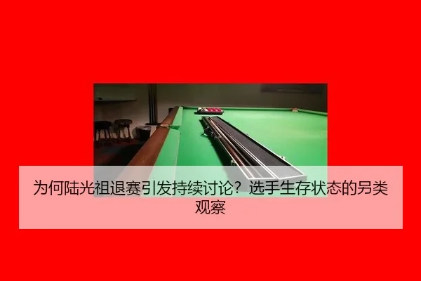 为何陆光祖退赛引发持续讨论？选手生存状态的另类观察